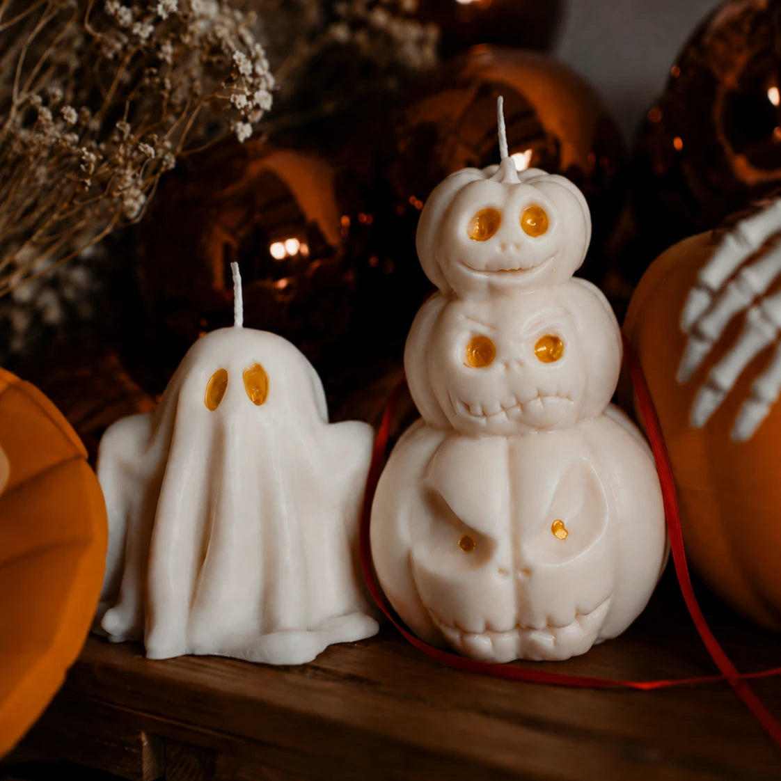 Halloween Duo – Pompoenkaars + Spookkaars