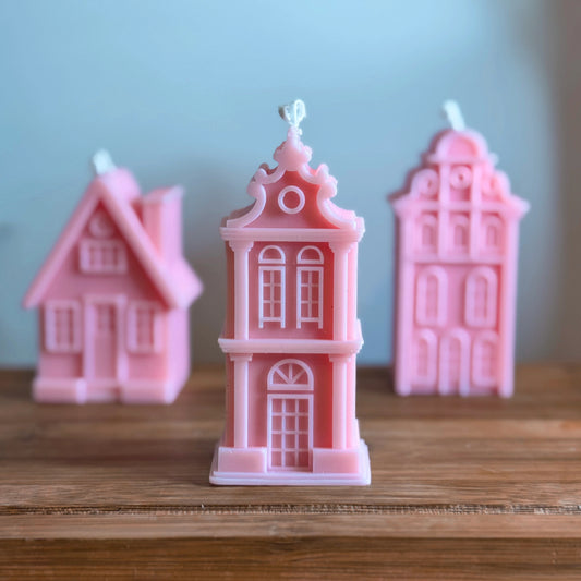 My Little Amsterdam House (1 pc) - Pink/White - Hot Mess Candle